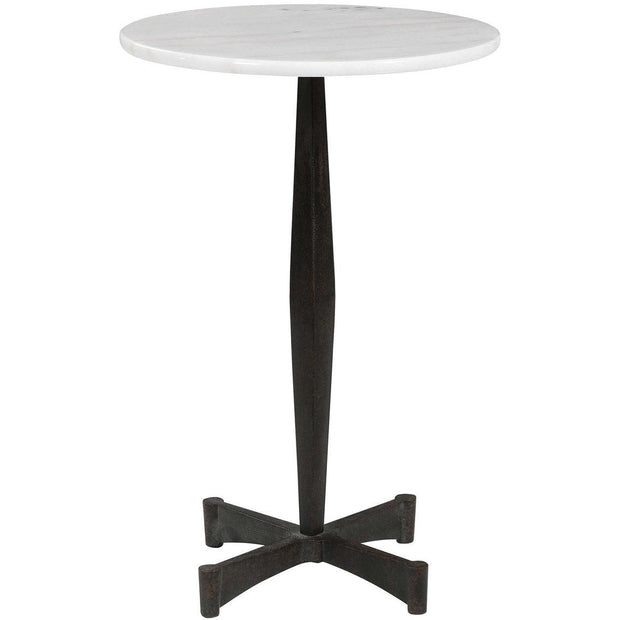 Uttermost Counteract White Marble Top With Black Steel Modern Round Accent Table