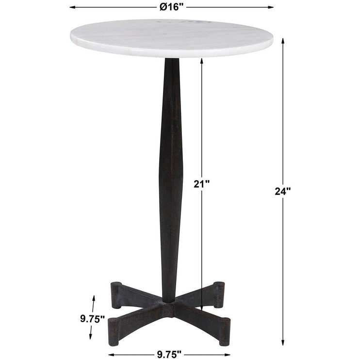 Uttermost Counteract White Marble Top With Black Steel Modern Round Accent Table