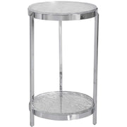 Uttermost Clarence Ripple Glass Top With Polished Nickel Modern Round Accent Table