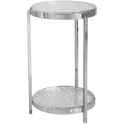 Uttermost Clarence Ripple Glass Top With Polished Nickel Modern Round Accent Table