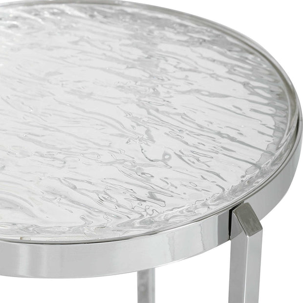 Uttermost Clarence Ripple Glass Top With Polished Nickel Modern Round Accent Table