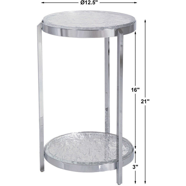 Uttermost Clarence Ripple Glass Top With Polished Nickel Modern Round Accent Table