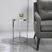 Uttermost Clarence Ripple Glass Top With Polished Nickel Modern Round Accent Table