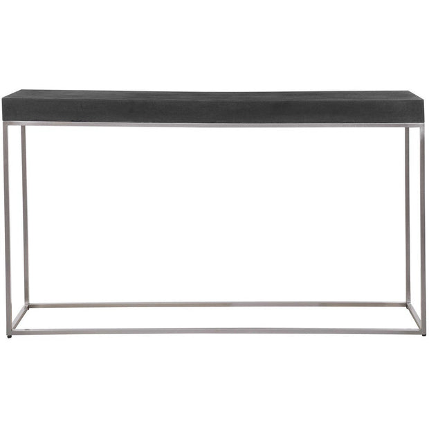Uttermost Jase Black Concrete Top With Brushed Nickel Stainless Steel Modern Console Table