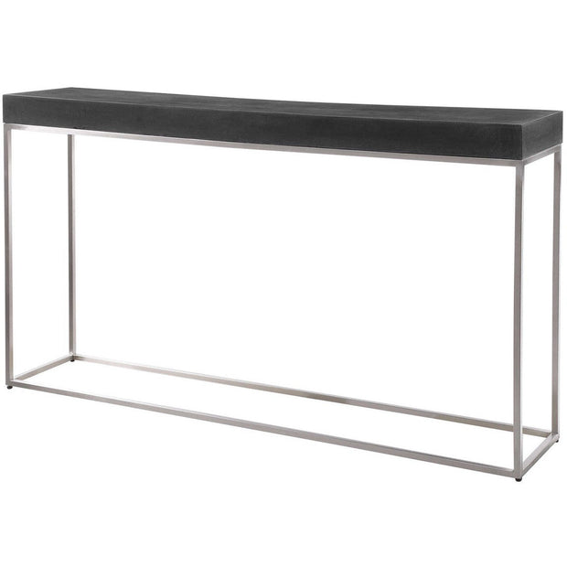 Uttermost Jase Black Concrete Top With Brushed Nickel Stainless Steel Modern Console Table