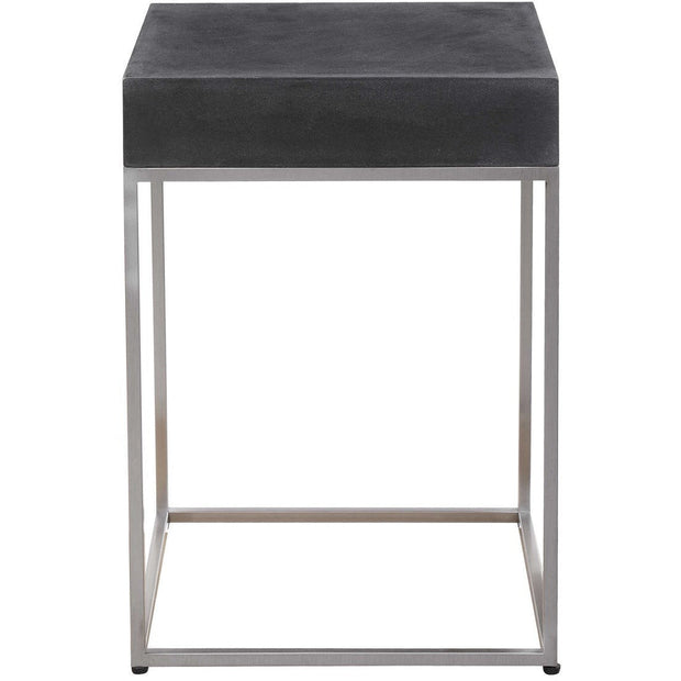 Uttermost Jase Black Concrete Top With Brushed Nickel Modern Accent Table