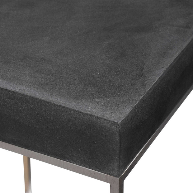 Uttermost Jase Black Concrete Top With Brushed Nickel Modern Accent Table