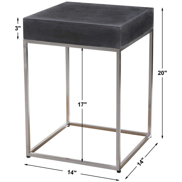 Uttermost Jase Black Concrete Top With Brushed Nickel Modern Accent Table