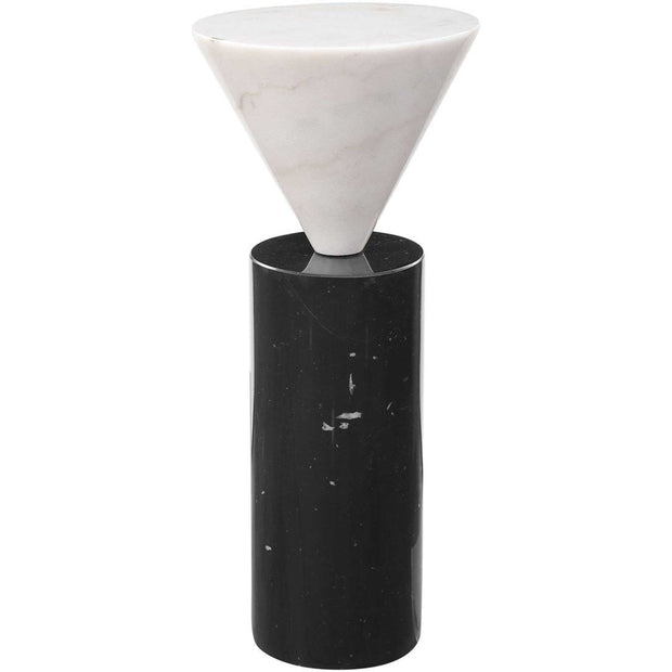 Uttermost Top Hat Black and White Marble Modern Drink Table