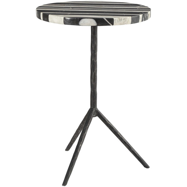 Uttermost Fine Line Black and White Marble Top With Aged Iron Accent Table