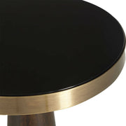 Uttermost Fortier Black Glass Top With Dark Espresso Wood & Brushed Brass Modern Accent Table