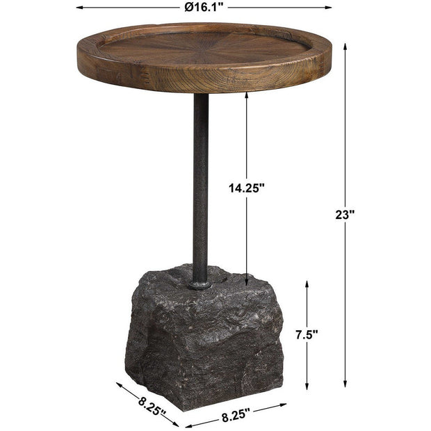 Uttermost Horton Natural Recycled Elm Top With Aged Iron Rustic Modern Round Accent Table