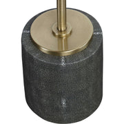 Uttermost Laurier Mirrored Top With Gray Faux Shagreen and Brushed Brass Iron Modern Drink Table