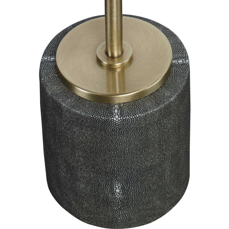 Uttermost Laurier Mirrored Top With Gray Faux Shagreen and Brushed Brass Iron Modern Drink Table
