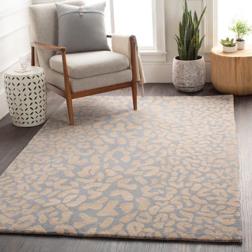 Surya Rugs Athena Collection Slate & Taupe Leopard Animal Print Area Rug ATH-5001