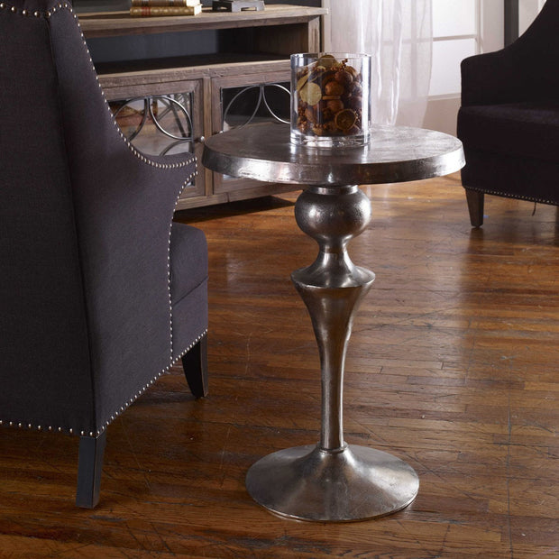 Uttermost Noland Antiqued Nickel Round Accent Table