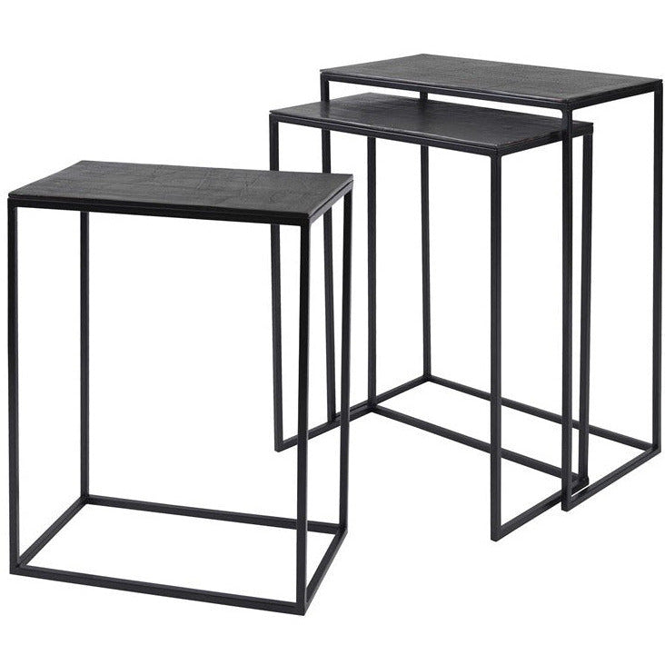 Uttermost Coreene Antiqued Bronze With Aged Black Iron Set of 3 Modern Nesting Tables