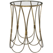 Uttermost Kalindra Glass Top With Antiqued Gold Iron Modern Round Accent Table