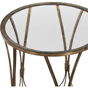 Uttermost Kalindra Glass Top With Antiqued Gold Iron Modern Round Accent Table
