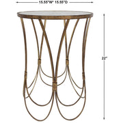 Uttermost Kalindra Glass Top With Antiqued Gold Iron Modern Round Accent Table