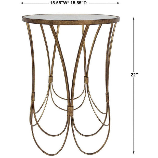 Uttermost Kalindra Glass Top With Antiqued Gold Iron Modern Round Accent Table