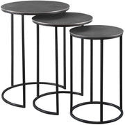 Uttermost Erik Antiqued Nickel Top With Aged Black Iron Set of 3 Modern Nesting Tables