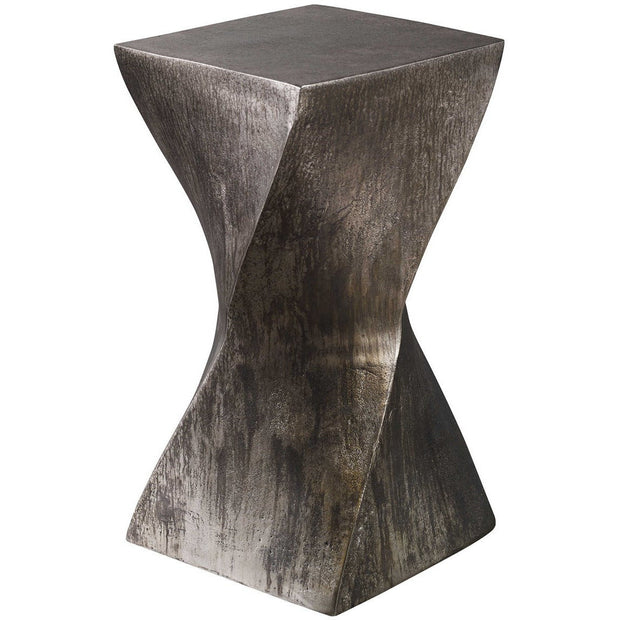 Uttermost Euphrates Tarnished Silver Sculptural Modern Accent Table