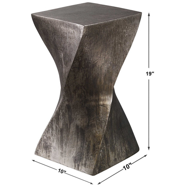 Uttermost Euphrates Tarnished Silver Sculptural Modern Accent Table