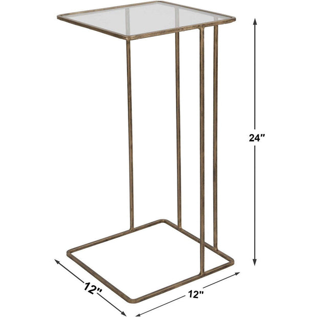 Uttermost Cadmus Glass Too With Antiqued Gold Iron Modern Accent Table