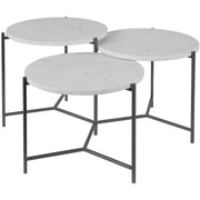 Uttermost Contarini White Marble Toos With Gunmetal Silver Iron Tiered Coffee Tables
