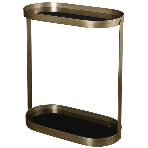 Uttermost Adia Black Glass Antiqued Gold Modern Accent Table
