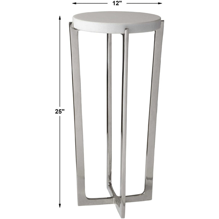 Uttermost Waldorf White Marble Top With Polished Nickel Drink Table