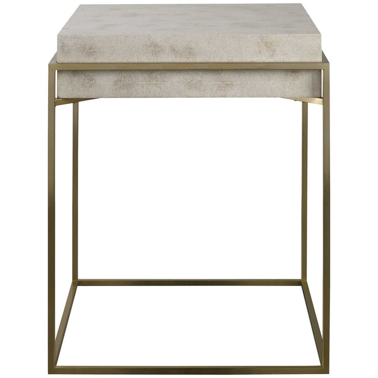 Uttermost Inda Ivory Burl Top With Brushed Brass Steel Accent Table