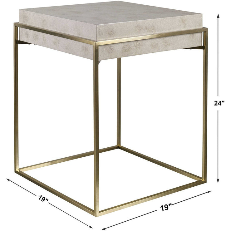 Uttermost Inda Ivory Burl Top With Brushed Brass Steel Accent Table