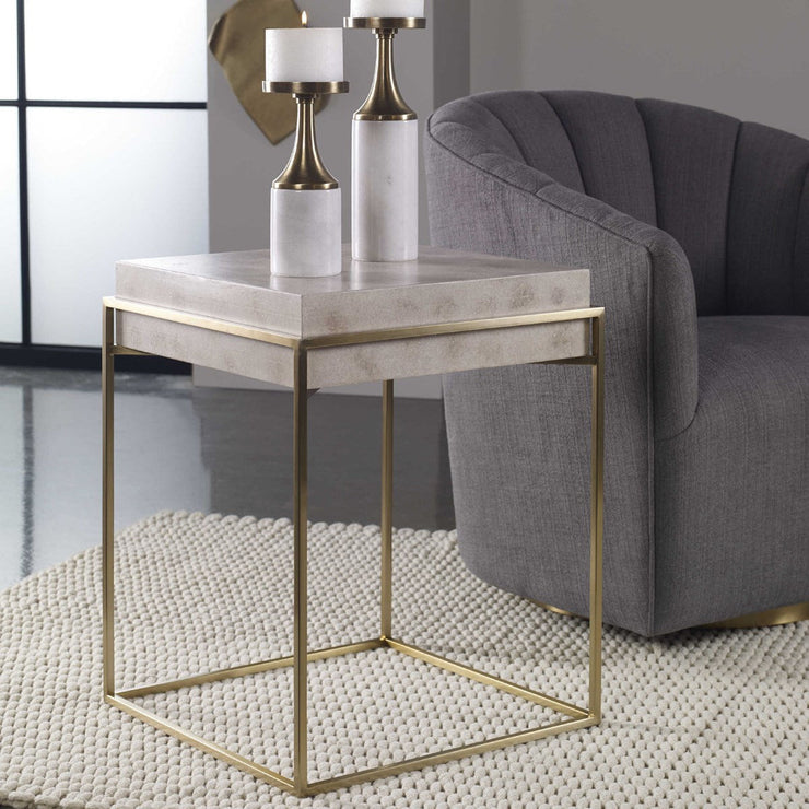 Uttermost Inda Ivory Burl Top With Brushed Brass Steel Accent Table