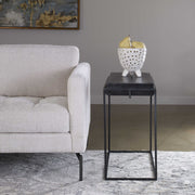 Uttermost Telone Antiqued Black Top With Aged Black Iron Modern Side Table