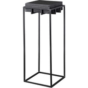 Uttermost Telone Antiqued Black Top With Aged Black Iron Base Modern Pedestal Table
