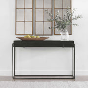Uttermost Telone Antiqued Black Top With Aged Black Iron Base Console Table