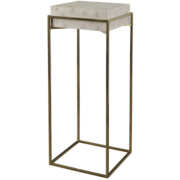Uttermost Inda Ivory Burl Top With Brushed Brass Steel Plant Stand