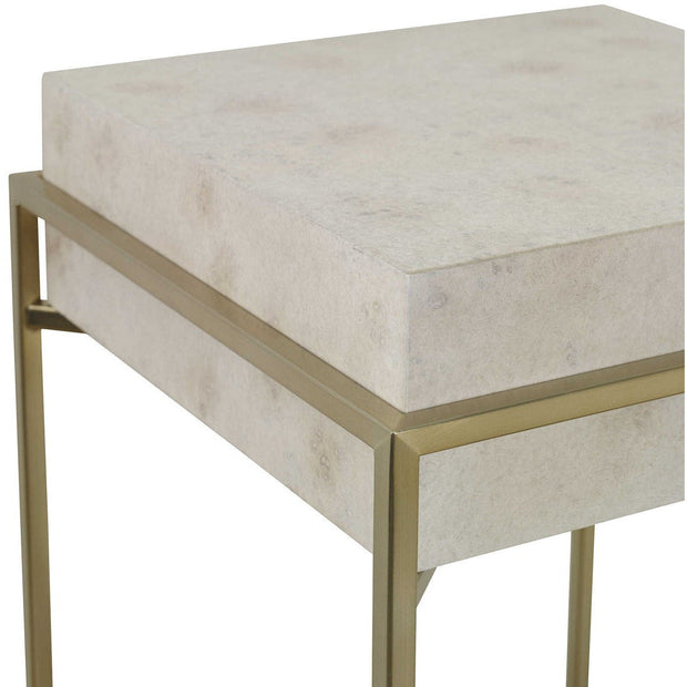 Uttermost Inda Ivory Burl Top With Brushed Brass Steel Plant Stand