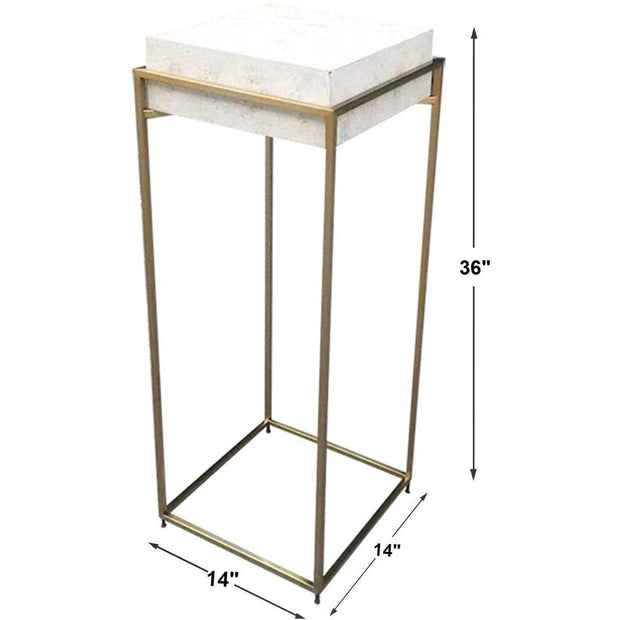 Uttermost Inda Ivory Burl Top With Brushed Brass Steel Plant Stand
