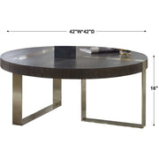 Uttermost Ebony Oak Top With Brushed Pewter Linear Steel Modern Coffee Table