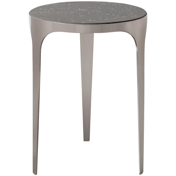 Uttermost Agra Light Gray Concrete Top With Brushed Nickel Base Modern Round Side Table