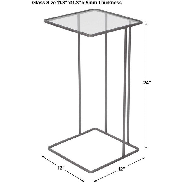 Uttermost Cadmus Glass Top With Soft Pewter Iron Modern Accent Table