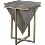 Uttermost Bertrand Gray Faux Shagreen With Aged Gold Iron Base Accent Table