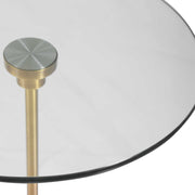 Uttermost Portsmouth Glass Top With White Marble and Brushed Brass Iron Accent Table