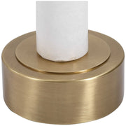 Uttermost Portsmouth Glass Top With White Marble and Brushed Brass Iron Accent Table