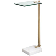 Uttermost Butler Glass Too With White Marble & Brushed Brass Modern Accent Table