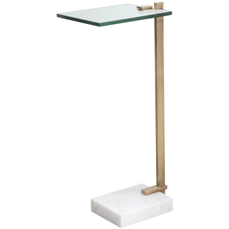 Uttermost Butler Glass Too With White Marble & Brushed Brass Modern Accent Table