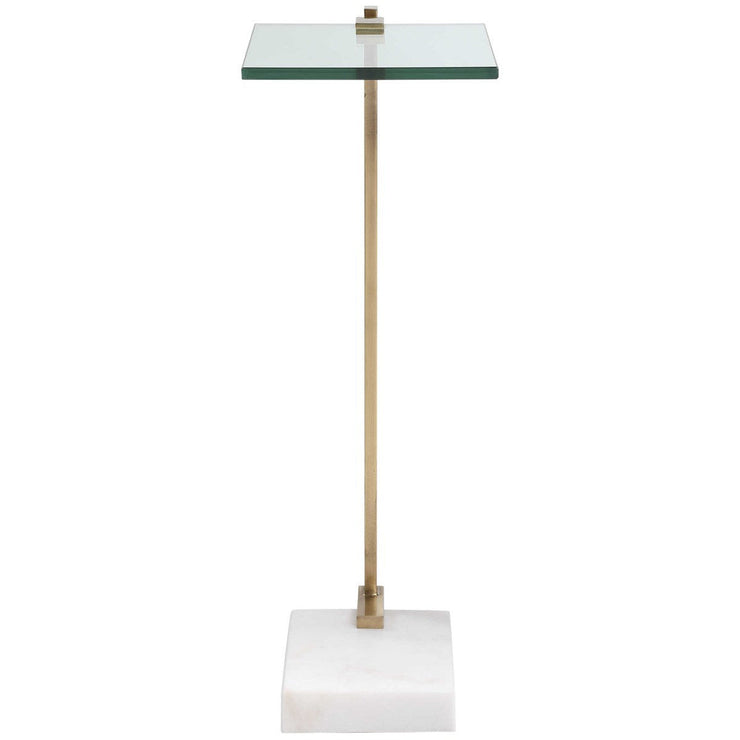 Uttermost Butler Glass Too With White Marble & Brushed Brass Modern Accent Table